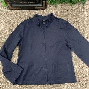 Eileen Fisher Jacket Blazer Button down navy blue Sz medium